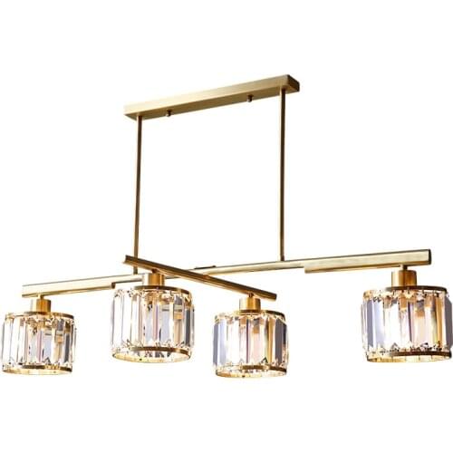 American Luxury Copper Rotatable E14 Led Pendant Lights Dining Room 4 Light Lustre Crystal Led Hang Lighting Led Indoor Lighting