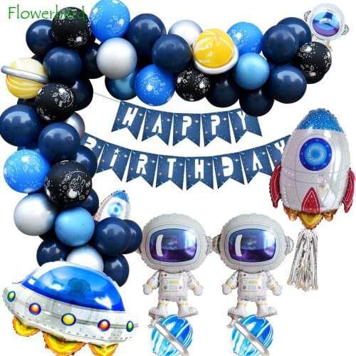 Astronaut Theme Birthday Party Decoration Party Supplies Boy Astronaut Balloon Garland Arch Kit Poster Custom Set Baby Shower