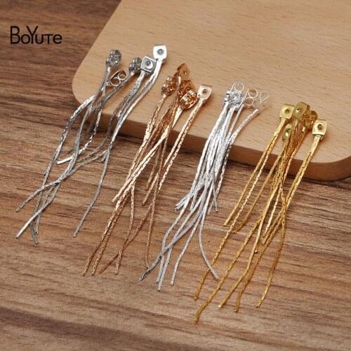 BoYuTe (50 Pieces/Lot) 8CM Metal Brass Earring Stopper with Tassel Chain Diy Jewelry Accessories Handmade Materials