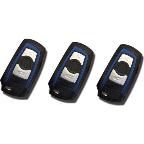 3 Button Smart Remote Key Shell Case For BMW X1 X3 7 Series CAS4 System With Insert Key Blank Fob Key Cover (Blue Color)