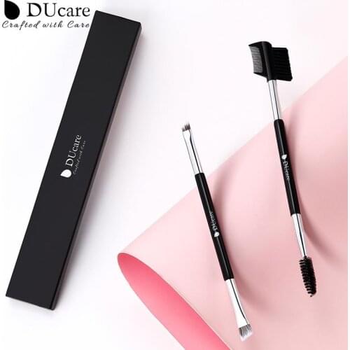 DUcare 2pcs Double End Eyebrow Eyelashes Comb Professional Beauty Foundation Blending Eyeliner Eyeshadow Makeup Brushes Tools