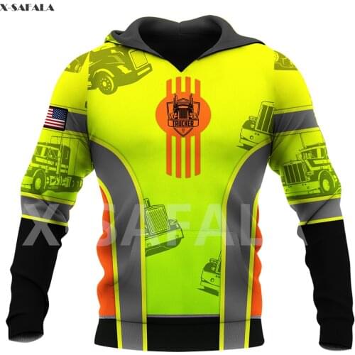 Trucker Operator Job Skull Tattoo Name Flag 3D All Printed Hoodie Man Women Harajuku Outwear Zipper Pullover Sweatshirt Casual