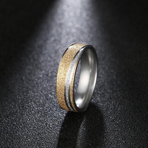 DOTIFI 316L Stainless Steel Rings For Women Gold And Silver Color Scrub Engagement Wedding Ring Jewelry