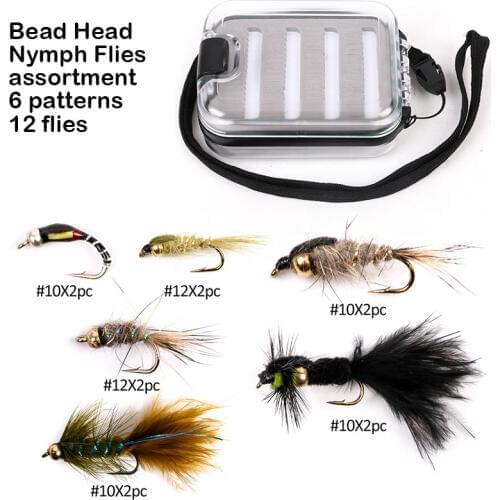 Maxcatch 12-32 pcs Kenya Fly Flies with Fishing Box Hand-Selected Hackle 9 Assortments Fly Flies