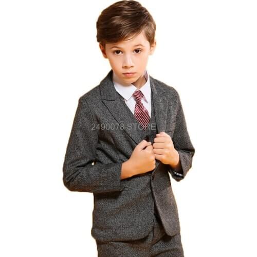 Flower Boys Evening Dance Suit Prince Formal Blazer Jacket Vest Pants clothing Set Kids Wedding Tuxedo Children Birthday Costume