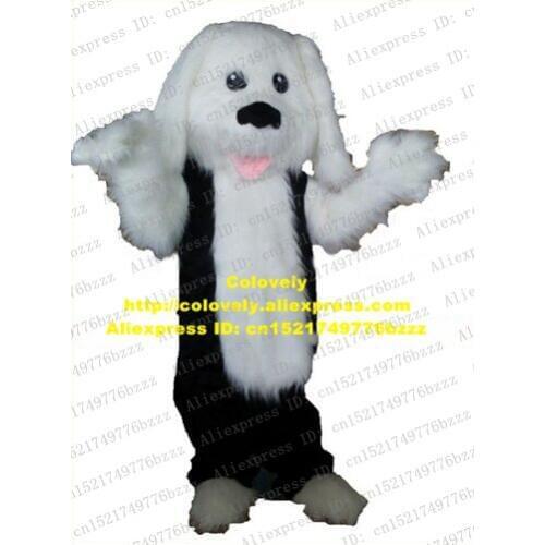 Vivid White Dog Puppy Doggie Pug-dog Poodle Shih Tzu Mascot Costume White Plush Long Fur Bright Eyes Red Tongue No.4429 FS