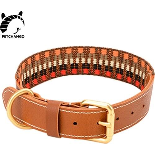Leather & Webbing Dog Collar Cotton Collar for Dog Cat Adjustable Safety Small Medium Large Dogs Pet Products Dog Accessories