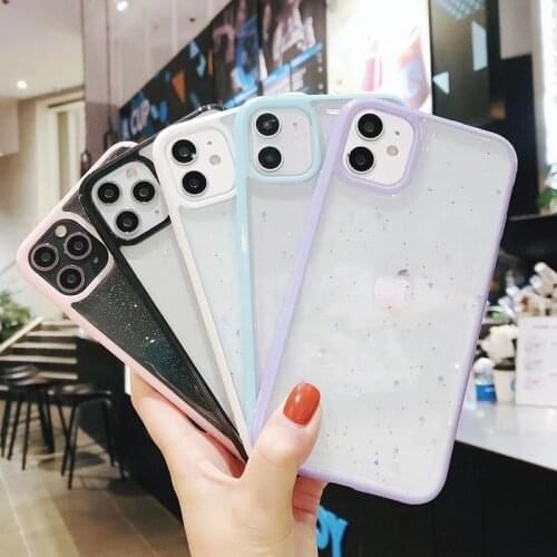 2021 Hot Selling Candy Girl Hybrid Shining Glitter Transparent Phone Case for iPhone 6 7 8 Plus XR XS 11 12 Pro Max