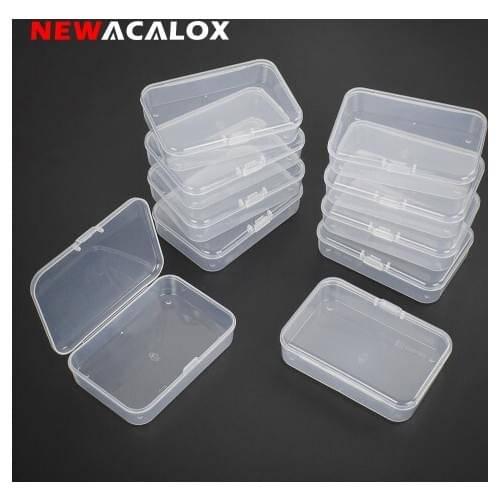 NEWACALOX 10pcs/set Mini Toolbox Electronic Plastic Parts Container Tool Box Screw Fish Hook Drill Bit Component Storage Box