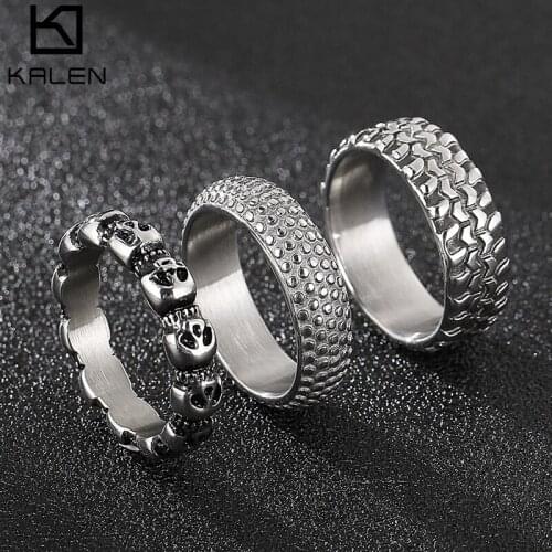 5/7/8mm Skull Ring Men Solid Stainless Steel Punk Rocker Boys Mens Rings Size 11/12 New Male Biker Jewelry Dropshipping Gift