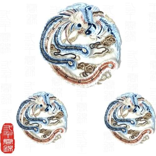 Chinese style set of Phoenix mesh embroidery patches Applique for DIY dress coat size:L 23CM S:14CM