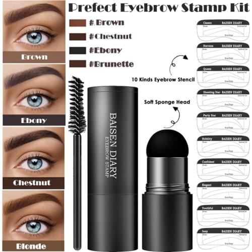 Eyebrow Stamp Set Reusable Head Eyebrow Powder Stencil Kit Makeup Shadow Stick One Step Eyebrow Shaping Long Lasting Stamp Kit