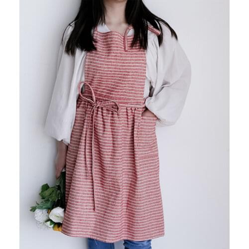 2020 summer creative new kitchen apron Japanese and Korean style cotton and linen pleated princess sleeveless thin apron
