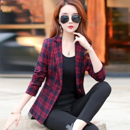 New Autumn Winter Fashion Women Blazer Korean Version Versatile Casual Suit Slim Red Work Wear Coat