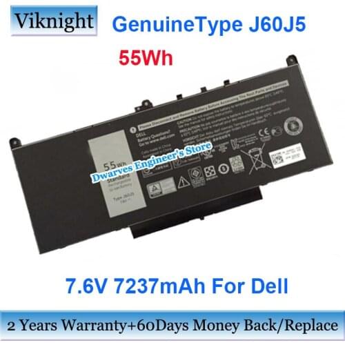 Genuine 7.6V 7237mAh J60J5 Laptop Battery For Dell Latitude E5450 Latitude E7470 0F1KTM] [ 0MC34Y 1W2Y2 242WD 451-BBSY GG4FM
