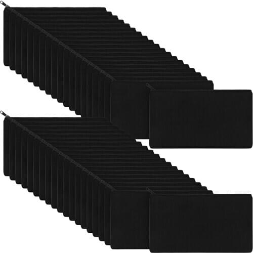 PPYY-40 Pcs Canvas Zipper Pouch Bags Canvas Makeup Bags Pencil Case Blank DIY Craft Bags for Travel DIY Craft School Black