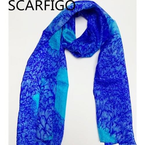 SCARFIGO 135*50CM Gradient Print Silk Scarf For Women Long Silk Scarves Elegant Ladies Accesscories Shawls