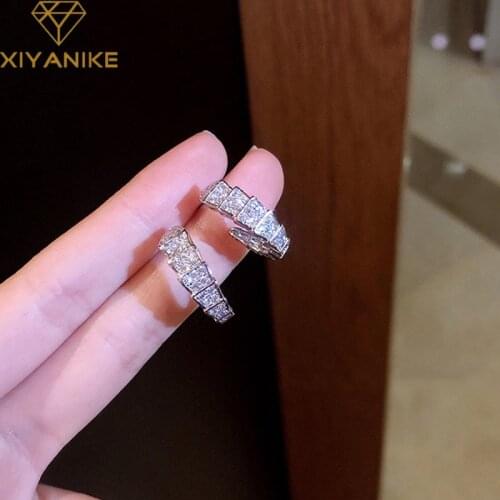 XIYANIKE Wholesale Geometric Rhinestone Stud Earrings For Women Round Alloy Earrings 2021 Trend New Gift Fashion Jewelry Brincos