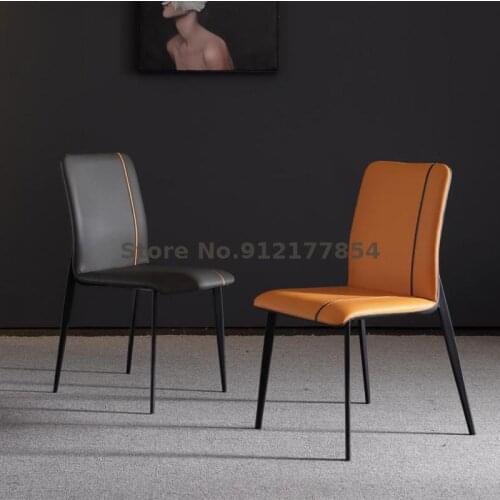 Nordic light luxury dining chair leather art backrest simple home simple living room desk makeup net red lazy table and chair