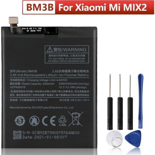 BM3B Replacement Battery For Xiaomi MIX2 MIX 2 MIX 2S BM3B Phone Batteries 3400mAh