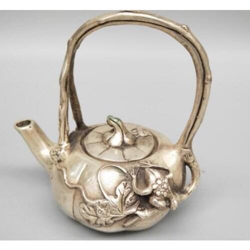 China White copper pumpkin teapot crafts statue