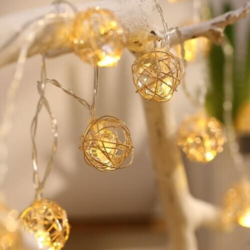 1.5/3/5m Hollow Out Ball String Light Room Flashing Lamp Flexional Christmas Lighting