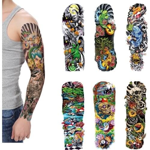 Flower Arm Tattoo Sticker Full Arm Waterproof Tattoo Sticker Water Transfer Sticker Temporary Tatoo Fake Tattoo Arm Tattoo