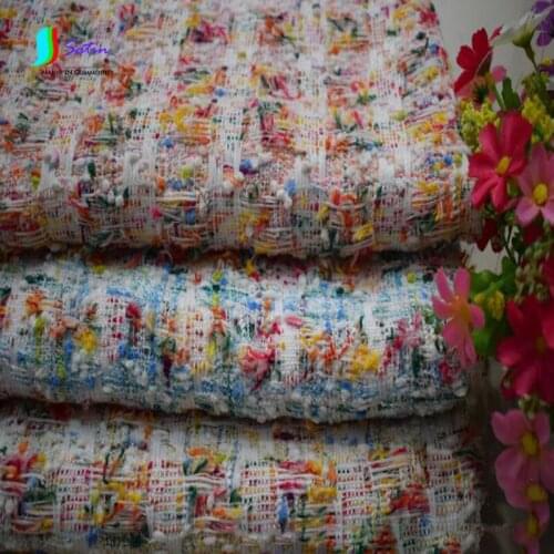 Fashion Small Fragrant Style Colorful Plaid Woven Twill Tweed Fabric DIY Family Skirt Dress Doll Colthing Advanced Fabric