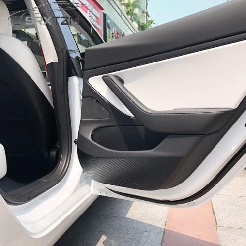 Carbon Fiber Vinyl Car Door Anti Kick Sticker Protective Cover Decal Protector For Tesla Model 3 X S Accessories 4pcs/Set
