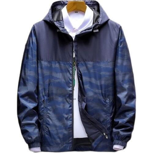 New Mens jacket Hooded Windbreaker Male Leisure Sports Patchwork Camouflage Coat Mens Youth Hood Coat Male Brand Clothing 5XL