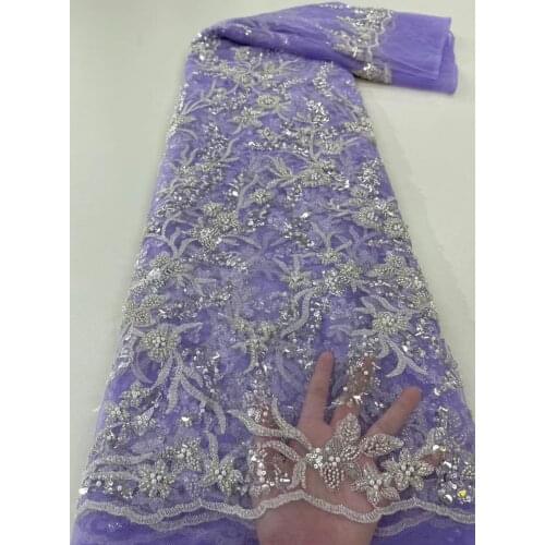 High Quality Lace Fabric Bead Tube Sequin Embroidery French Tulle Mesh DIY Design Sewing Custom Wedding Dress Skirt 5 Yards