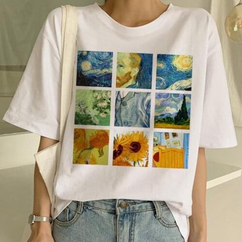 Van Gogh Art Painting T Shirt New Women Funny T Shirt T-shirt Harajuku Ullzang Short Sleeve Print Tshirt Top Tees Female Fashion