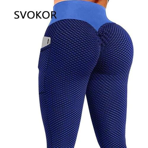 SVOKOR Plus Size Fitness Pockets Leggings Women Seamless Workout Legging High Waist Push Up Females Black Activewear S-3XL
