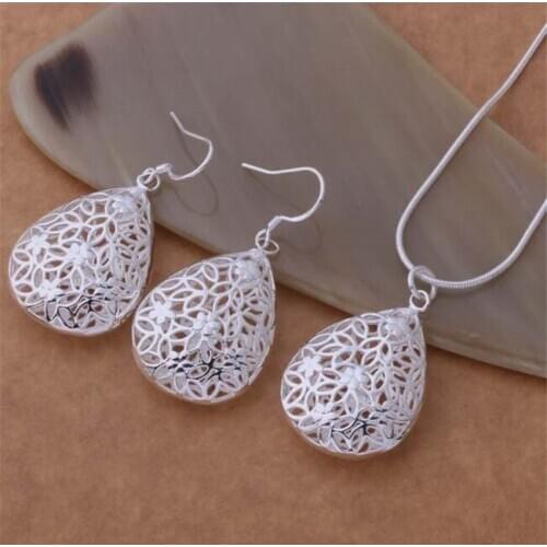 AS325 Hot Sale Silver Plated Color Jewelry Sets For Women Wholesale High Quality Classic Earring 401 + Necklace 694