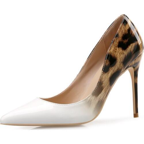 Top Quality Leopard Gradual Change Color Women Pumps Pointed Toe Thin High Heels 2018 New Fashion Luxury Women Shoes