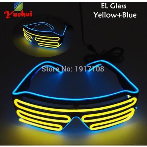17 Style DC-3V Flashing 2 COLOR Mixed Light up EL wire Shutter Glasses LED Glasses For Club Wedding Festival Party Decoration