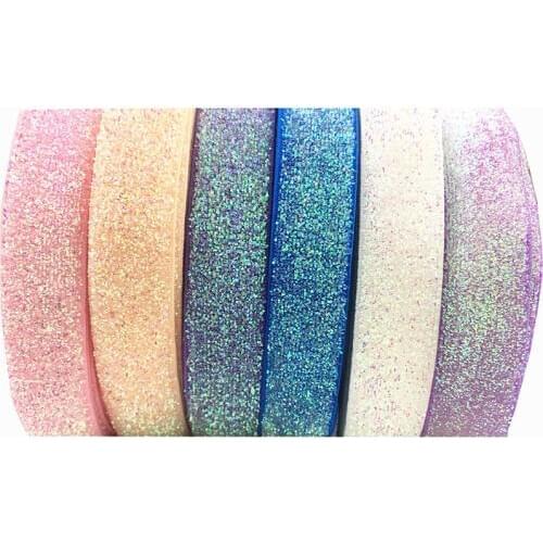 5 Yards 16mm 26 Colors Frosted Glitter Elastic Bling Bling Ribbon For Wedding Party Gift Strap DIY Apparel Sewing Accessory