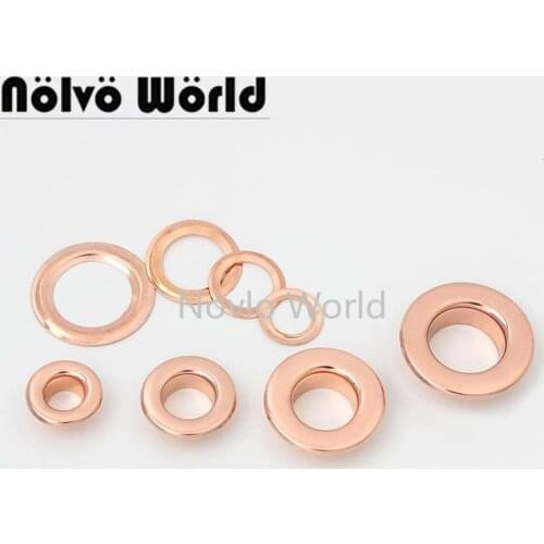 50-100pcs Copper Material 6mm 8mm 10mm 12mm High quality NEW Rose gold pushed grommet bags pressed round eyelets