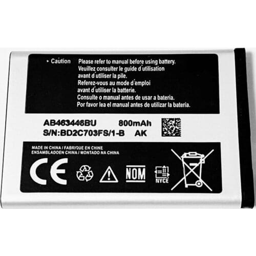 3.7V 800mAh AB463446BU For Samsung E1088 E1100 E1101 E1107 E1120 E1150 E1220 E1310C E189 E2100C E218 E2258 E2330 E250 Battery