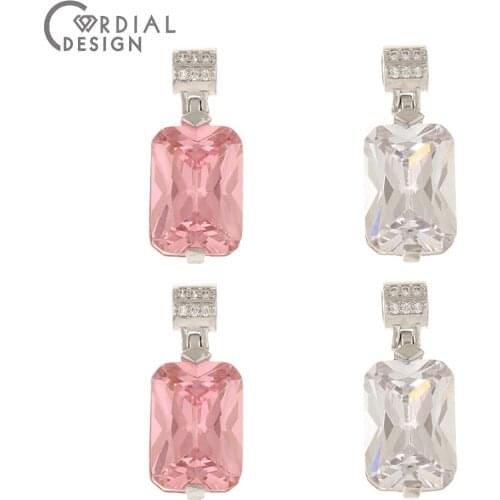 Cordial Design 30Pcs 10*24MM Jewelry Accessories/Charms/Geometry Shape/Rhodium/CZ Pendant/DIY Making/Hand Made/Necklace Findings