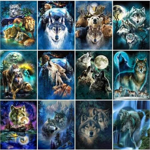 Diamond Art Painting Animal Diamond Mosaic Set Wolf Picture Rhinestones 5D Square/Round DIY Beaded Embroidery Handmade Hobby