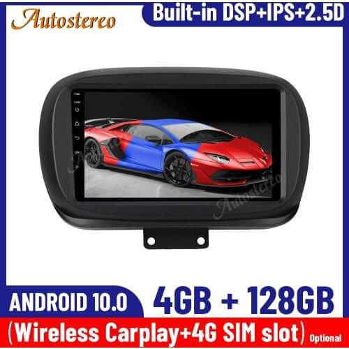 Android 10 4+128GB For Fiat 500X 2016-2019 Car GPS Navigation Multimedia Auto Radio Video Player Tape Recorder Head Unit Carplay