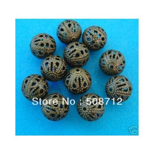 Free shipping!!!!! wholesale 500pcs 12mm ANTIQUE BRONZE FILIGREE BEADS/End Spacer Beads 4mm