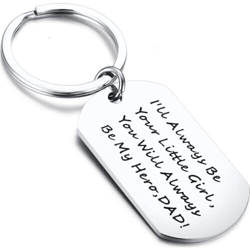 Personalized Engraved Dad Keychain Key Ring Stainless Steel Dog Tag Father Key Chain Gift