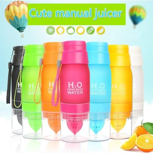 H2O Lemon Juice Fruit Water Bottle Infuser Drinkware For Outdoor Portable Shaker Sports Bottle BPA Free gift 650ML
