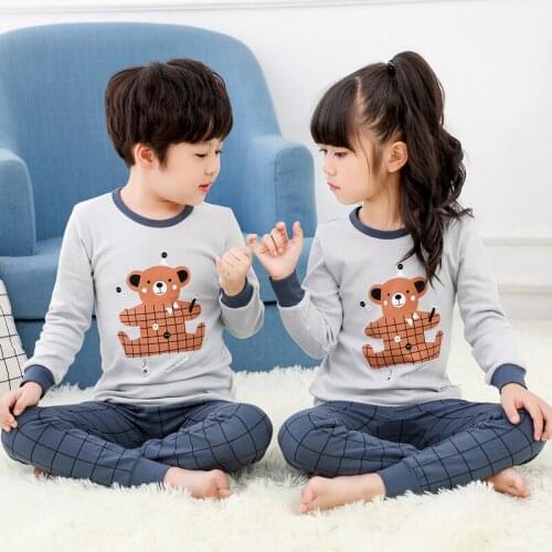 Kids Pajamas Sets Boys Girls 100% Cotton Night Suit Children Cartoon Sleepwear Pyjamas kids Cotton Nightwear 2-8Y Teens Clothes