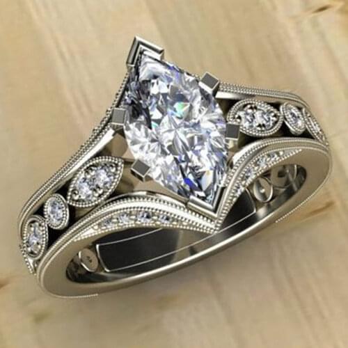 Yobest Classic Luxury Real Solid Silver color Ring 3Ct 10 Hearts Arrows Zircon Wedding Jewelry Rings Engagement For Women