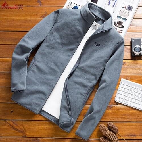 Spring Autumn Man Casual Fleece Coat Tactical Soft Shell Jacket Outdoor Warm Sweatshirt Male Zipper Standing Collar Windbreaker