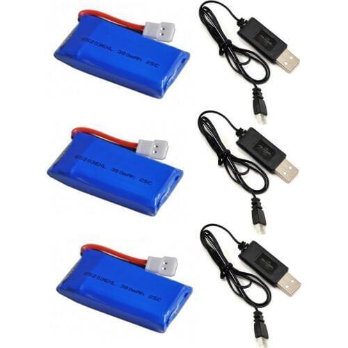 EBOYU(TM) Hubsan X4 H107 H107L H107C RC Quadcopter Drone 3.7v 380mAh 25c Li-Po Battery & Charger 3x3 Combo H107D Batteries