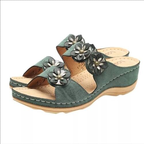 Summer Women Leather Shoes New Painted Ladies Slides National Style Slippers Sandal Dropshipping Fulfillment Drop Ship